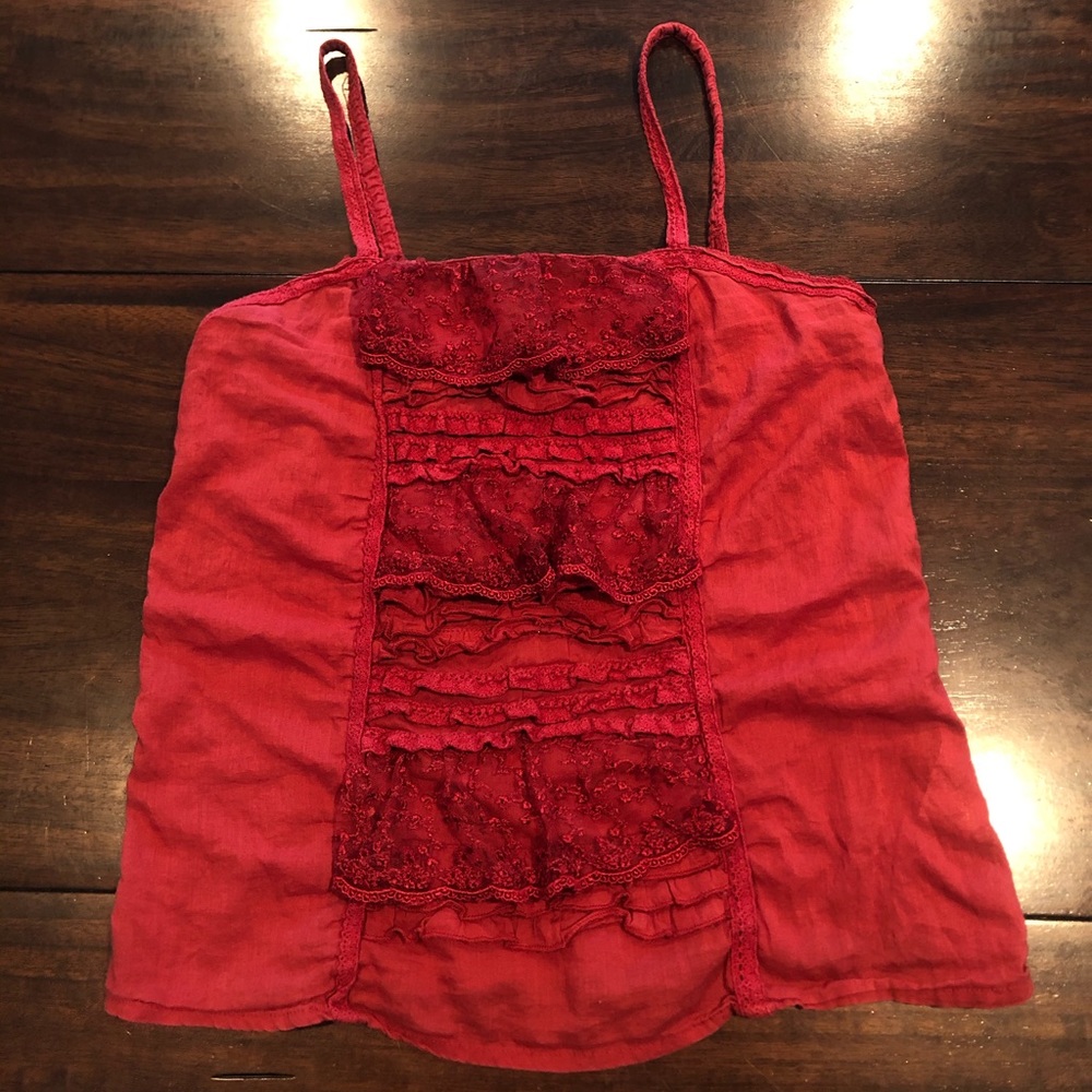 Red Jessica Simpson Lace Tank Top Size Small